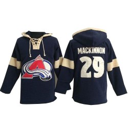 Nathan MacKinnon Colorado Avalanche Authentic Old Time Hockey Pullover Hoodie Jersey (Blue)