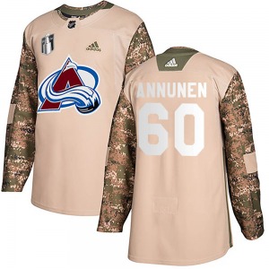 Justus Annunen Colorado Avalanche Adidas Authentic Veterans Day Practice 2022 Stanley Cup Final Patch Jersey (Camo)