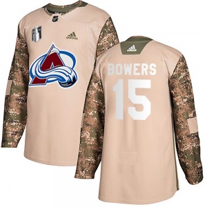 Shane Bowers Colorado Avalanche Adidas Authentic Veterans Day Practice 2022 Stanley Cup Final Patch Jersey (Camo)
