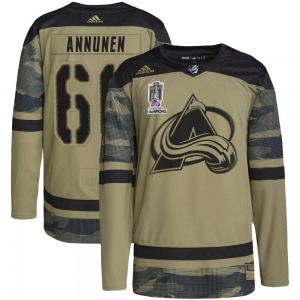 Justus Annunen Colorado Avalanche Adidas Youth Authentic Military Appreciation Practice 2022 Stanley Cup Champions Jersey (Camo)
