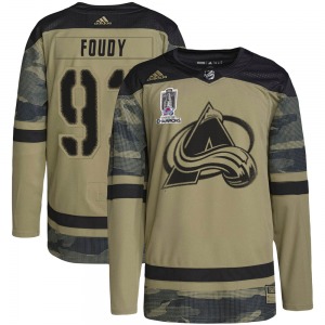 Jean-Luc Foudy Colorado Avalanche Adidas Youth Authentic Military Appreciation Practice 2022 Stanley Cup Champions Jersey (Camo)
