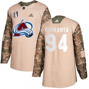 Joel Kiviranta Colorado Avalanche Adidas Youth Authentic Veterans Day Practice 2022 Stanley Cup Final Patch Jersey (Camo)