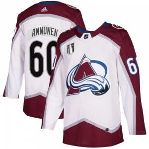 Justus Annunen Colorado Avalanche Adidas Youth Authentic 2020/21 Away 2022 Stanley Cup Final Patch Jersey (White)