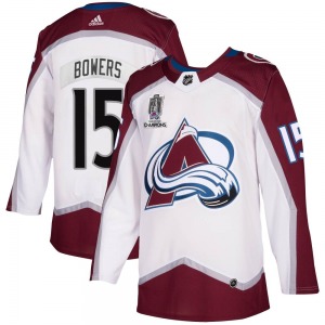 Shane Bowers Colorado Avalanche Adidas Authentic 2020/21 Away 2022 Stanley Cup Champions Jersey (White)