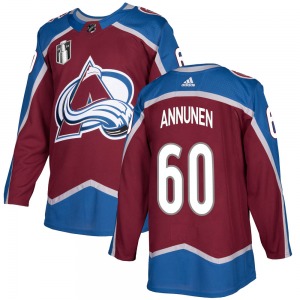 Justus Annunen Colorado Avalanche Adidas Authentic Burgundy Home 2022 Stanley Cup Final Patch Jersey