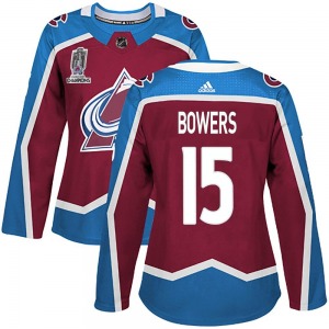 Shane Bowers Colorado Avalanche Adidas Women's Authentic Burgundy Home 2022 Stanley Cup Champions Jersey