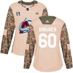 Justus Annunen Colorado Avalanche Adidas Women's Authentic Veterans Day Practice 2022 Stanley Cup Final Patch Jersey (Camo)