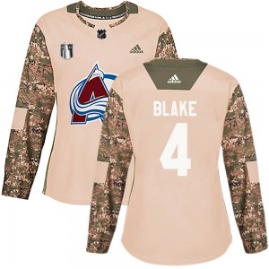 Rob Blake Colorado Avalanche Adidas Women's Authentic Veterans Day Practice 2022 Stanley Cup Final Patch Jersey (Camo)