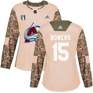 Shane Bowers Colorado Avalanche Adidas Women's Authentic Veterans Day Practice 2022 Stanley Cup Final Patch Jersey (Camo)