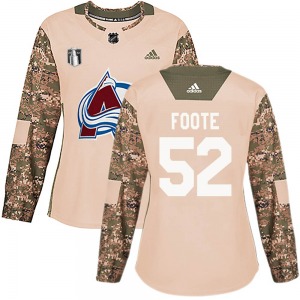 Adam Foote Colorado Avalanche Adidas Women's Authentic Veterans Day Practice 2022 Stanley Cup Final Patch Jersey (Camo)