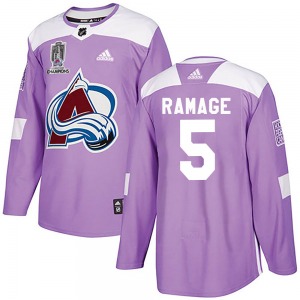 Rob Ramage Colorado Avalanche Adidas Youth Authentic Fights Cancer Practice 2022 Stanley Cup Champions Jersey (Purple)