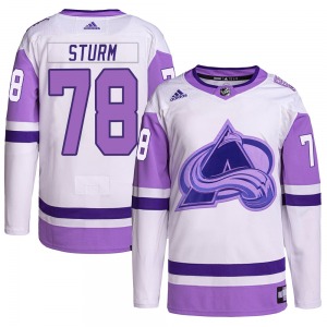 Nico Sturm Colorado Avalanche Adidas Youth Authentic Hockey Fights Cancer Primegreen Jersey (White/Purple)