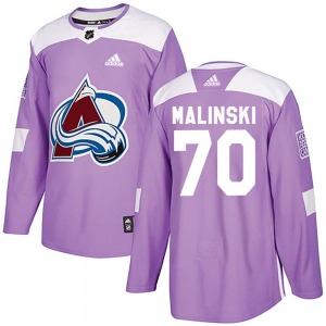 Sam Malinski Colorado Avalanche Adidas Authentic Fights Cancer Practice Jersey (Purple)
