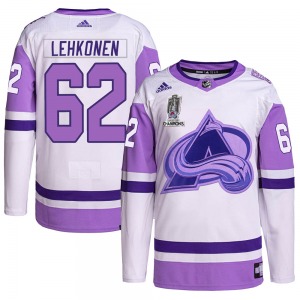 Artturi Lehkonen Colorado Avalanche Adidas Authentic Hockey Fights Cancer 2022 Stanley Cup Champions Jersey (White/Purple)