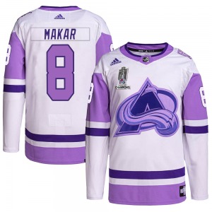 Cale Makar Colorado Avalanche Adidas Authentic Hockey Fights Cancer 2022 Stanley Cup Champions Jersey (White/Purple)