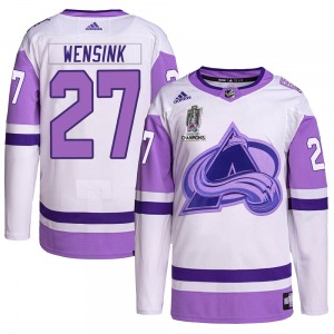 John Wensink Colorado Avalanche Adidas Authentic Hockey Fights Cancer 2022 Stanley Cup Champions Jersey (White/Purple)
