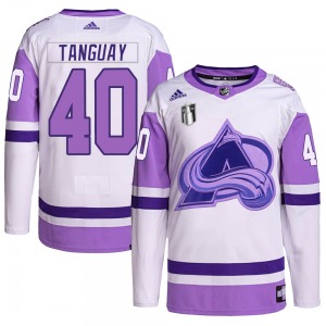 Alex Tanguay Colorado Avalanche Adidas Youth Authentic Hockey Fights Cancer Primegreen 2022 Stanley Cup Final Patch Jersey (White/Purple)