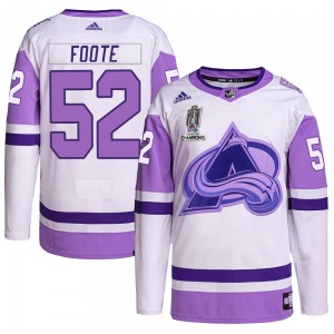 Adam Foote Colorado Avalanche Adidas Youth Authentic Hockey Fights Cancer 2022 Stanley Cup Champions Jersey (White/Purple)