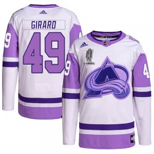 Samuel Girard Colorado Avalanche Adidas Youth Authentic Hockey Fights Cancer 2022 Stanley Cup Champions Jersey (White/Purple)