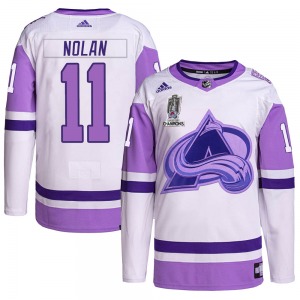 Owen Nolan Colorado Avalanche Adidas Youth Authentic Hockey Fights Cancer 2022 Stanley Cup Champions Jersey (White/Purple)