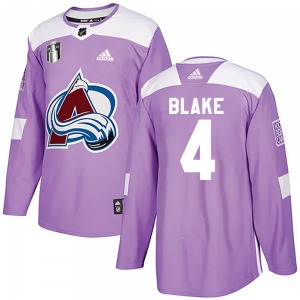 Rob Blake Colorado Avalanche Adidas Authentic Fights Cancer Practice 2022 Stanley Cup Final Patch Jersey (Purple)