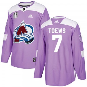 Devon Toews Colorado Avalanche Adidas Authentic Fights Cancer Practice 2022 Stanley Cup Final Patch Jersey (Purple)