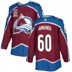 Justus Annunen Colorado Avalanche Adidas Youth Authentic Burgundy Home 2022 Stanley Cup Champions Jersey