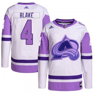 Rob Blake Colorado Avalanche Adidas Authentic Hockey Fights Cancer Primegreen Jersey (White/Purple)