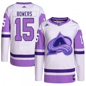 Shane Bowers Colorado Avalanche Adidas Authentic Hockey Fights Cancer Primegreen Jersey (White/Purple)