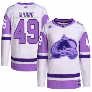 Samuel Girard Colorado Avalanche Adidas Authentic Hockey Fights Cancer Primegreen Jersey (White/Purple)