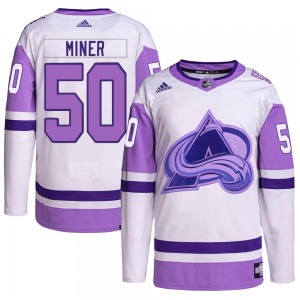 Trent Miner Colorado Avalanche Adidas Authentic Hockey Fights Cancer Primegreen Jersey (White/Purple)