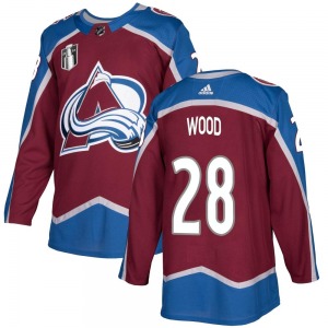 Miles Wood Colorado Avalanche Adidas Youth Authentic Burgundy Home 2022 Stanley Cup Final Patch Jersey