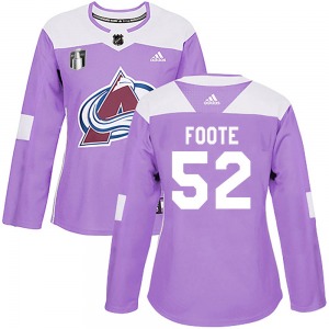 Adam Foote Colorado Avalanche Adidas Women's Authentic Fights Cancer Practice 2022 Stanley Cup Final Patch Jersey (Purple)