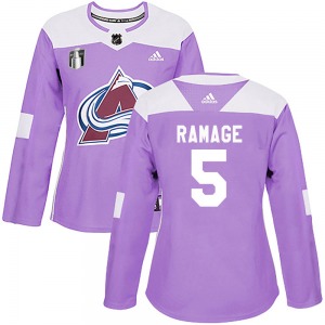 Rob Ramage Colorado Avalanche Adidas Women's Authentic Fights Cancer Practice 2022 Stanley Cup Final Patch Jersey (Purple)