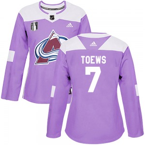 Devon Toews Colorado Avalanche Adidas Women's Authentic Fights Cancer Practice 2022 Stanley Cup Final Patch Jersey (Purple)