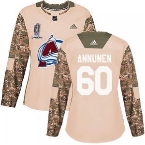 Justus Annunen Colorado Avalanche Adidas Women's Authentic Veterans Day Practice 2022 Stanley Cup Champions Jersey (Camo)