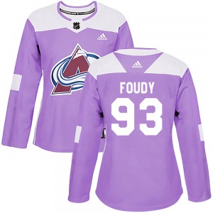 Jean-Luc Foudy Colorado Avalanche Adidas Women's Authentic Fights Cancer Practice Jersey (Purple)
