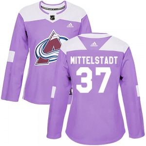 Casey Mittelstadt Colorado Avalanche Adidas Women's Authentic Fights Cancer Practice Jersey (Purple)